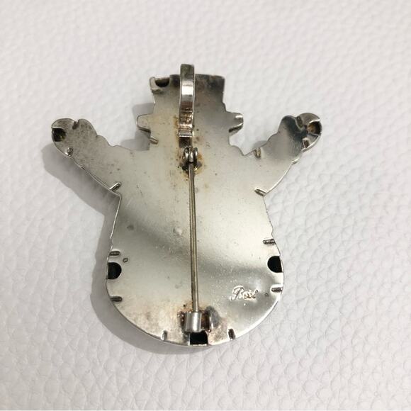 Best Vintage Silver Tone Puffed Snowman Pin Brooch Pendant EUC - Picture 3 of 5